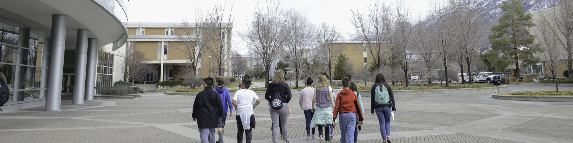 Students and youth touring campus